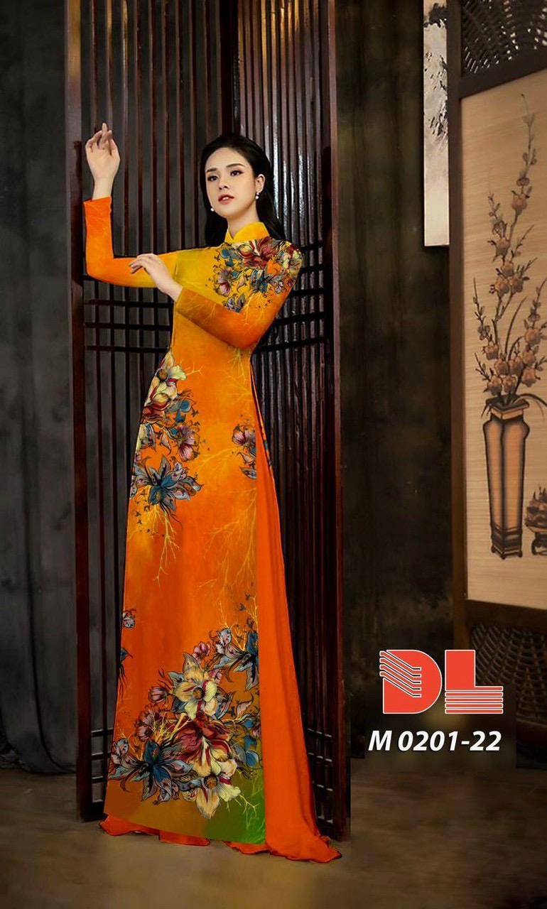 Vải áo dài hoa 3d Dlm-0201 - Ảnh 9