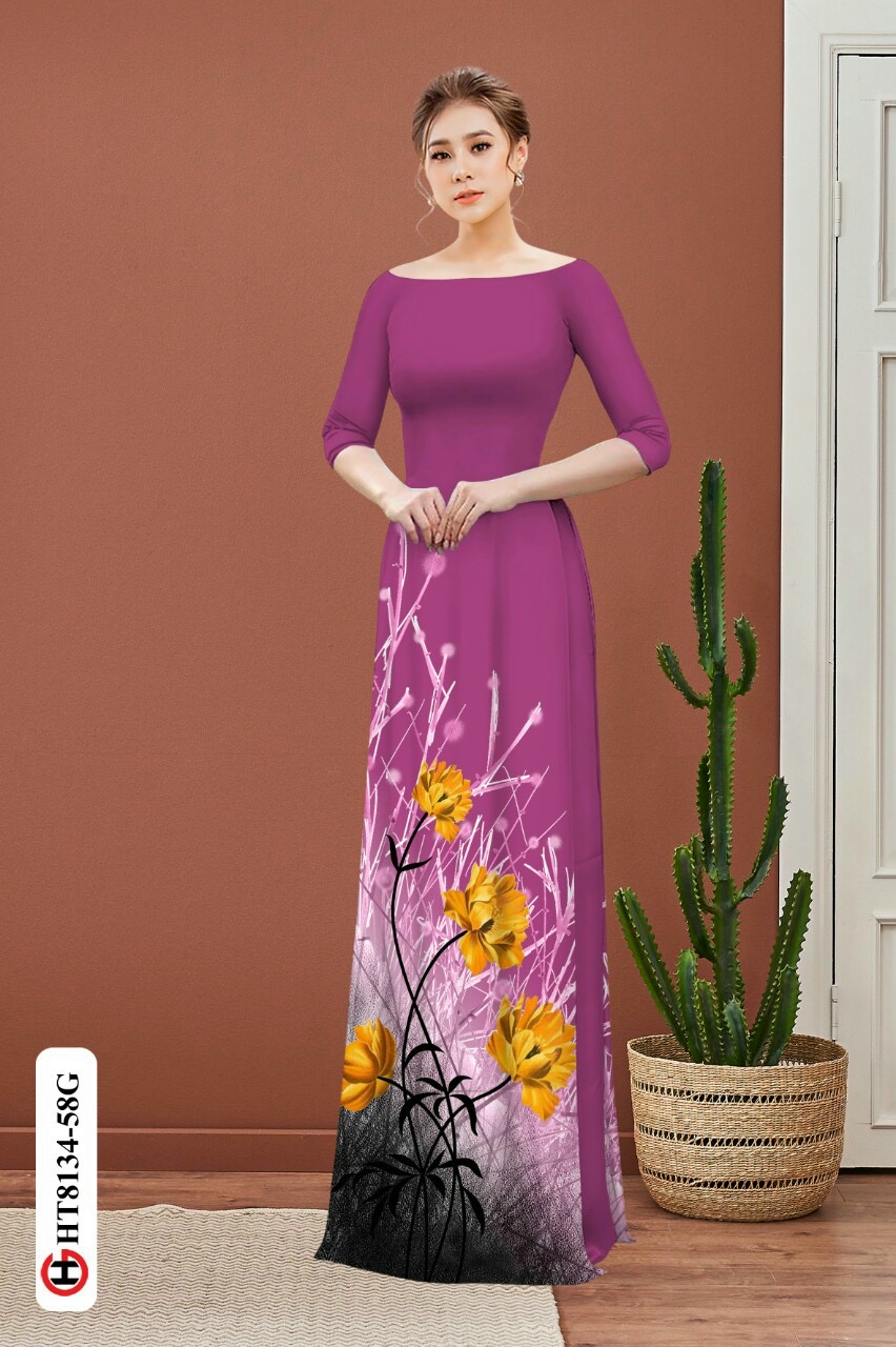 Vải áo dài hoa 3d HT8134 - Ảnh 6
