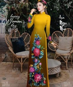 Vải áo dài hoa cúc Dl-9230