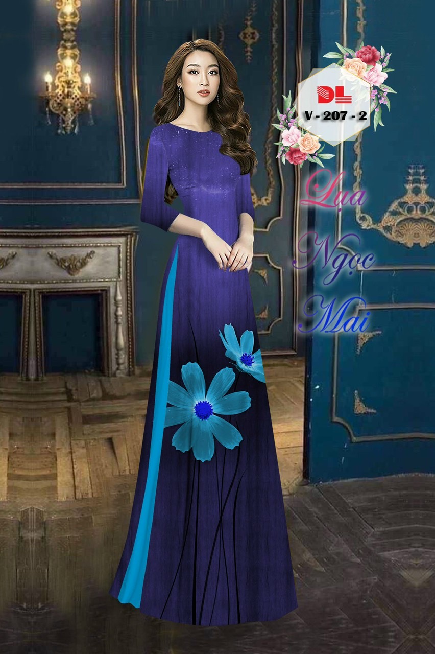 Vải áo dài hoa 3d dlv-207 - Ảnh 11