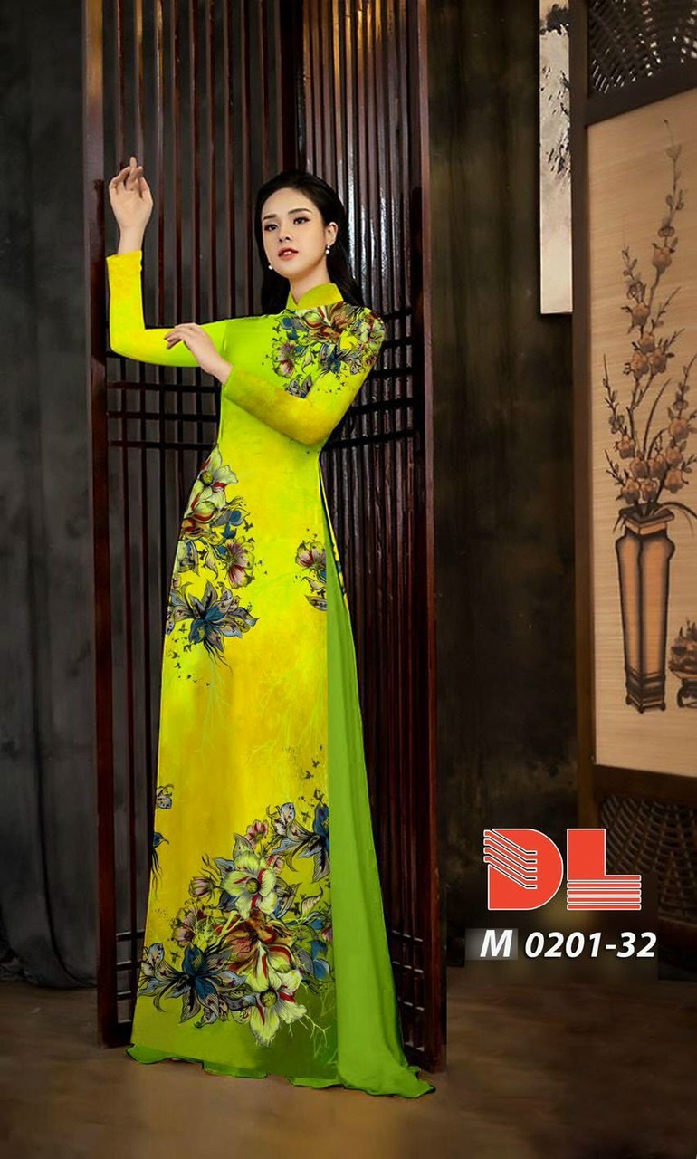 Vải áo dài hoa 3d Dlm-0201 - Ảnh 4