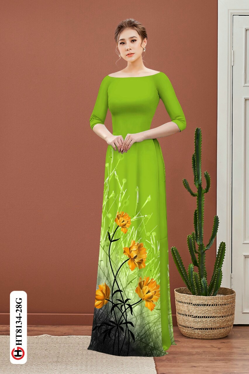 Vải áo dài hoa 3d HT8134 - Ảnh 8
