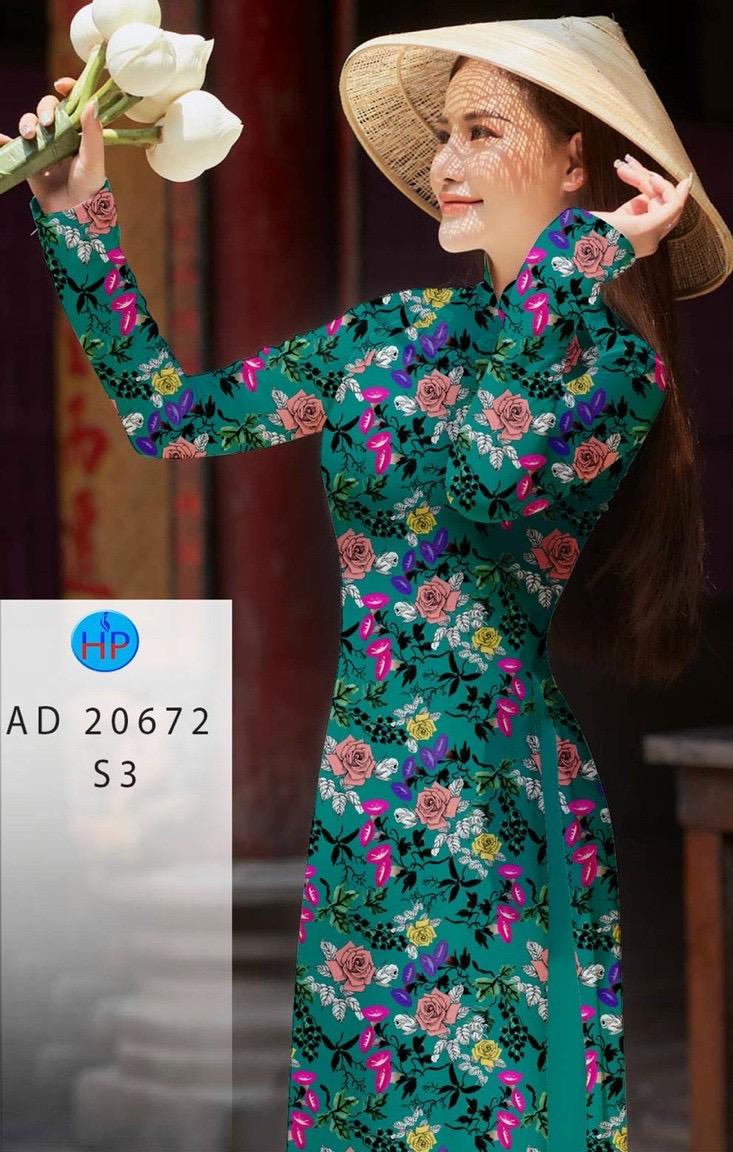 Vải áo dài hoa nguyên áo AD 20672 - Ảnh 9