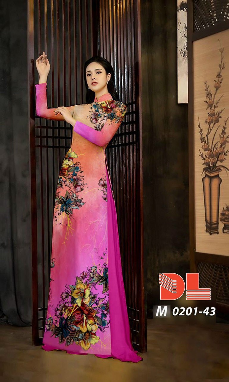 Vải áo dài hoa 3d Dlm-0201 - Ảnh 6