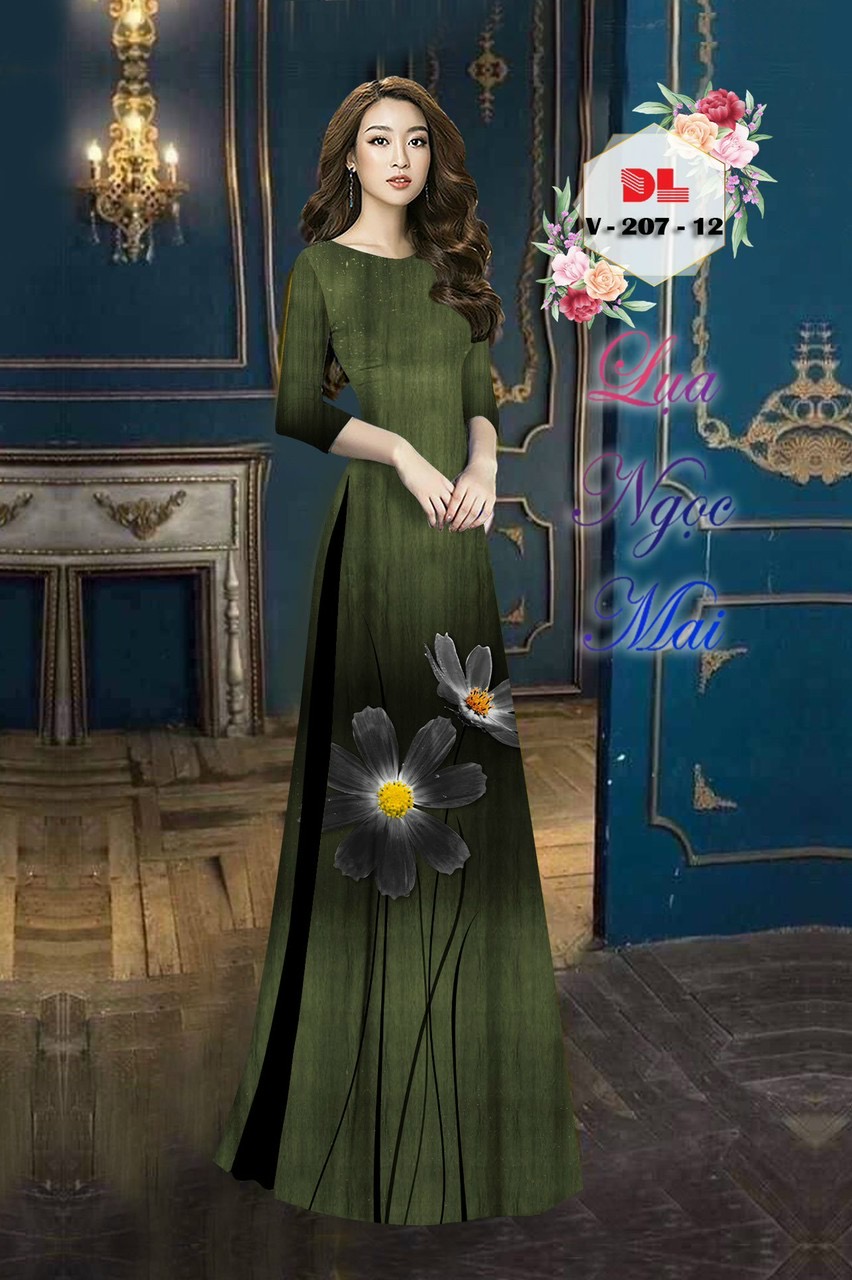 Vải áo dài hoa 3d dlv-207 - Ảnh 6