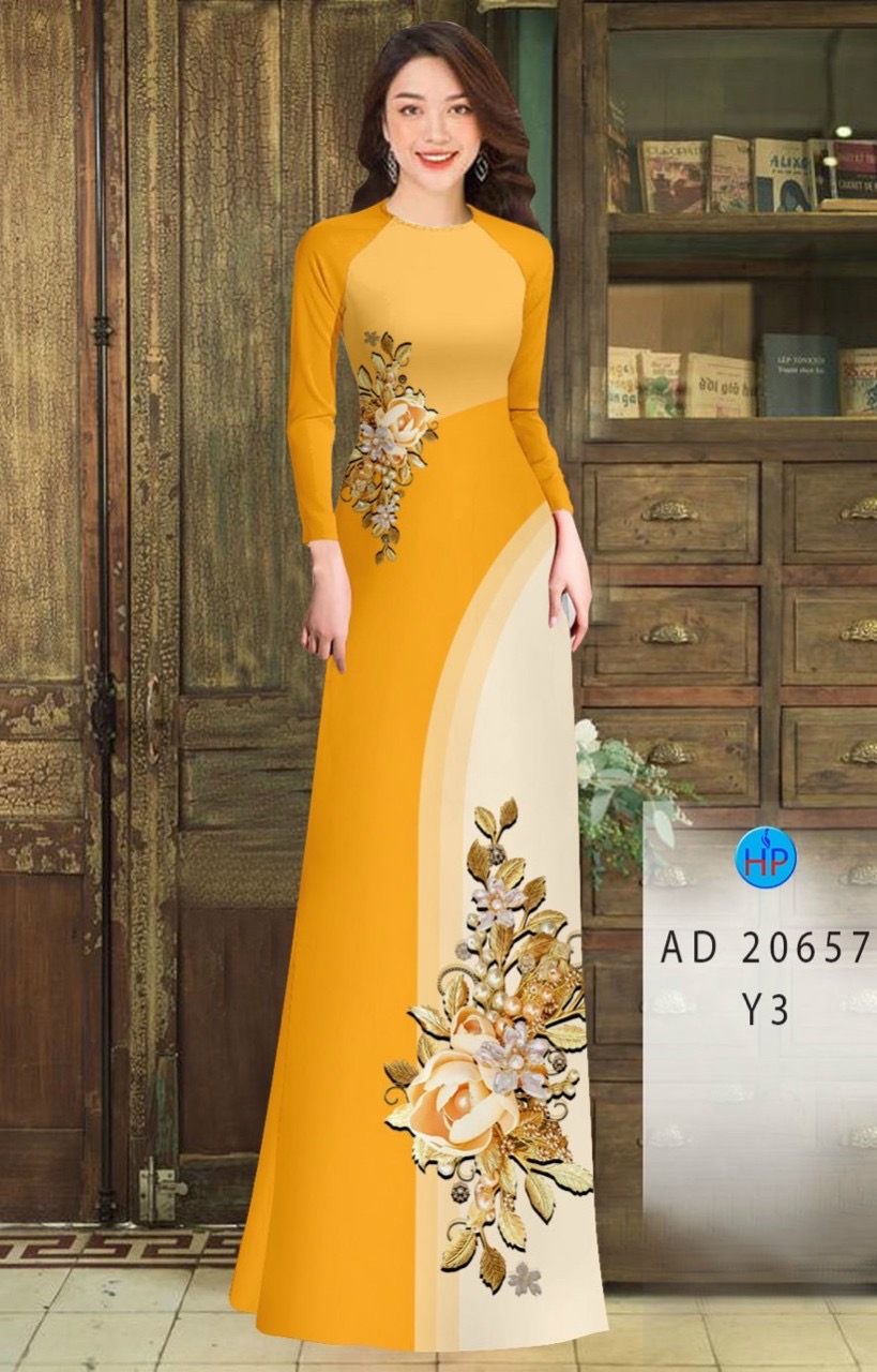 Vải áo dài hoa ngay eo AD 20657 - Ảnh 6