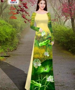 Vải áo dài hoa sen dltu-97
