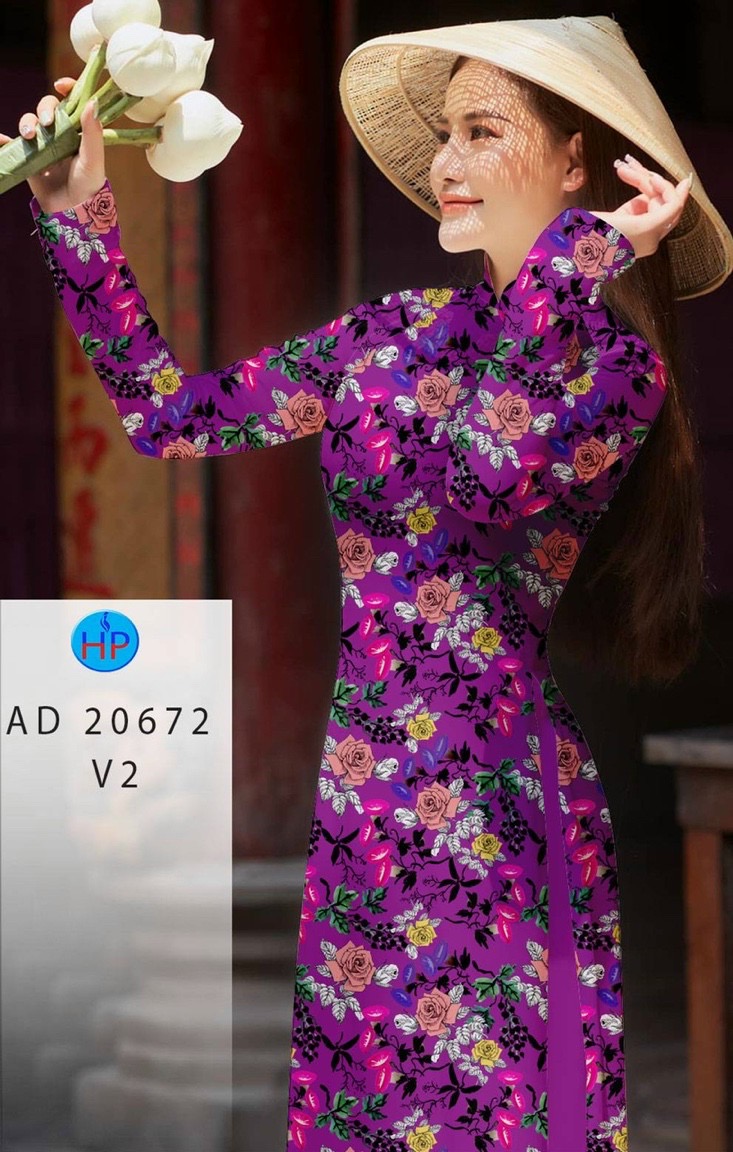 Vải áo dài hoa nguyên áo AD 20672 - Ảnh 15