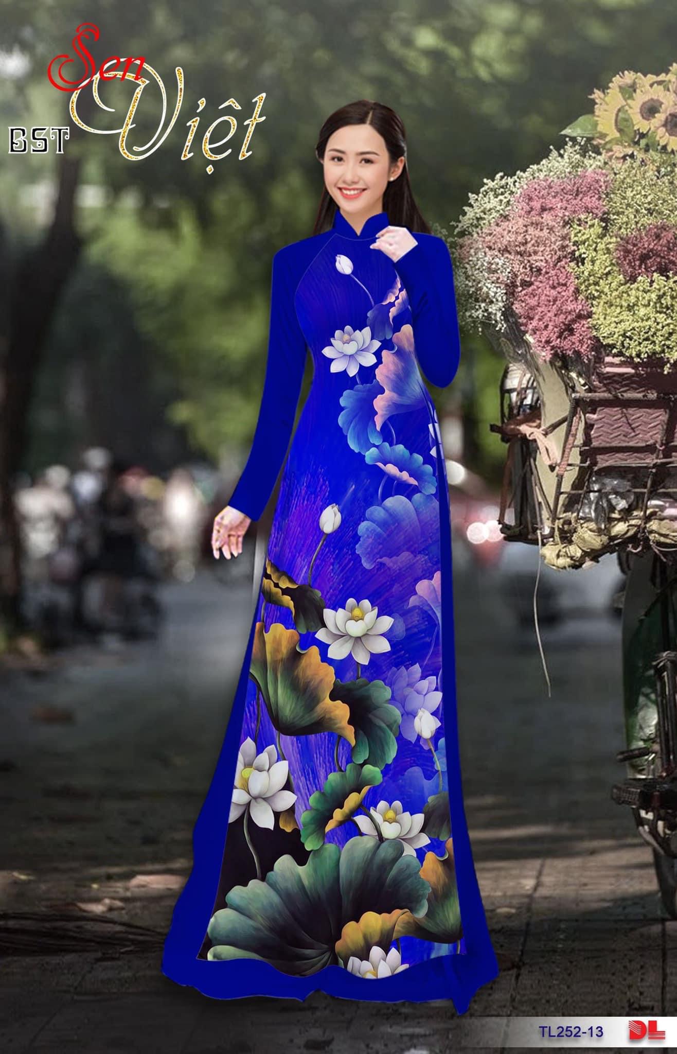 Vải áo dài hoa sen DLtl-252