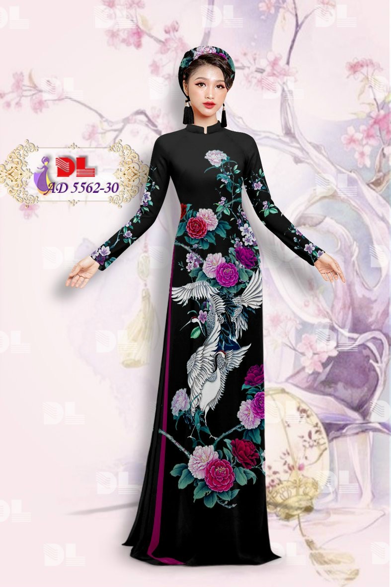 Vải áo dài hoa mẫu đơn Dlad-5562 - Ảnh 10