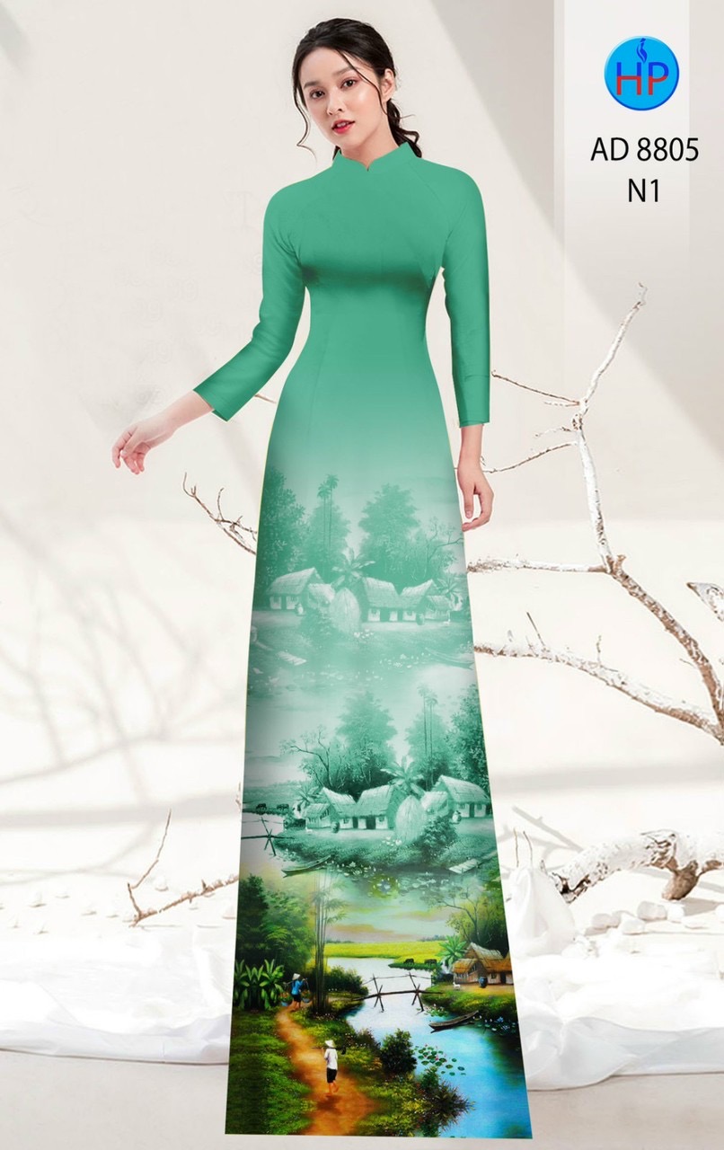 Vải áo dài phong cảnh AD 8805