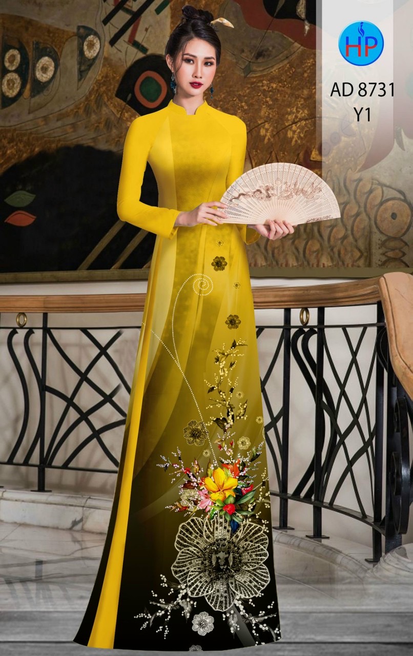 Vải áo dài hoa 3d AD 8731 - Ảnh 15
