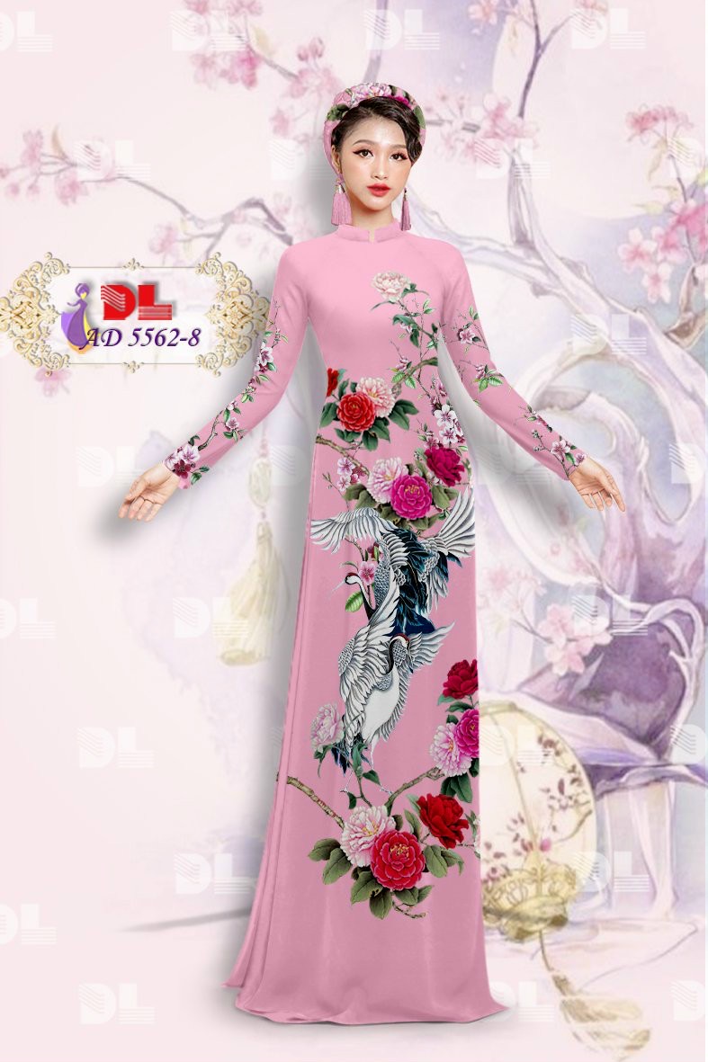 Vải áo dài hoa mẫu đơn Dlad-5562 - Ảnh 7