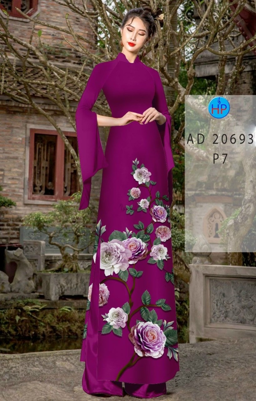 Vải áo dài hoa hồng AD 20693