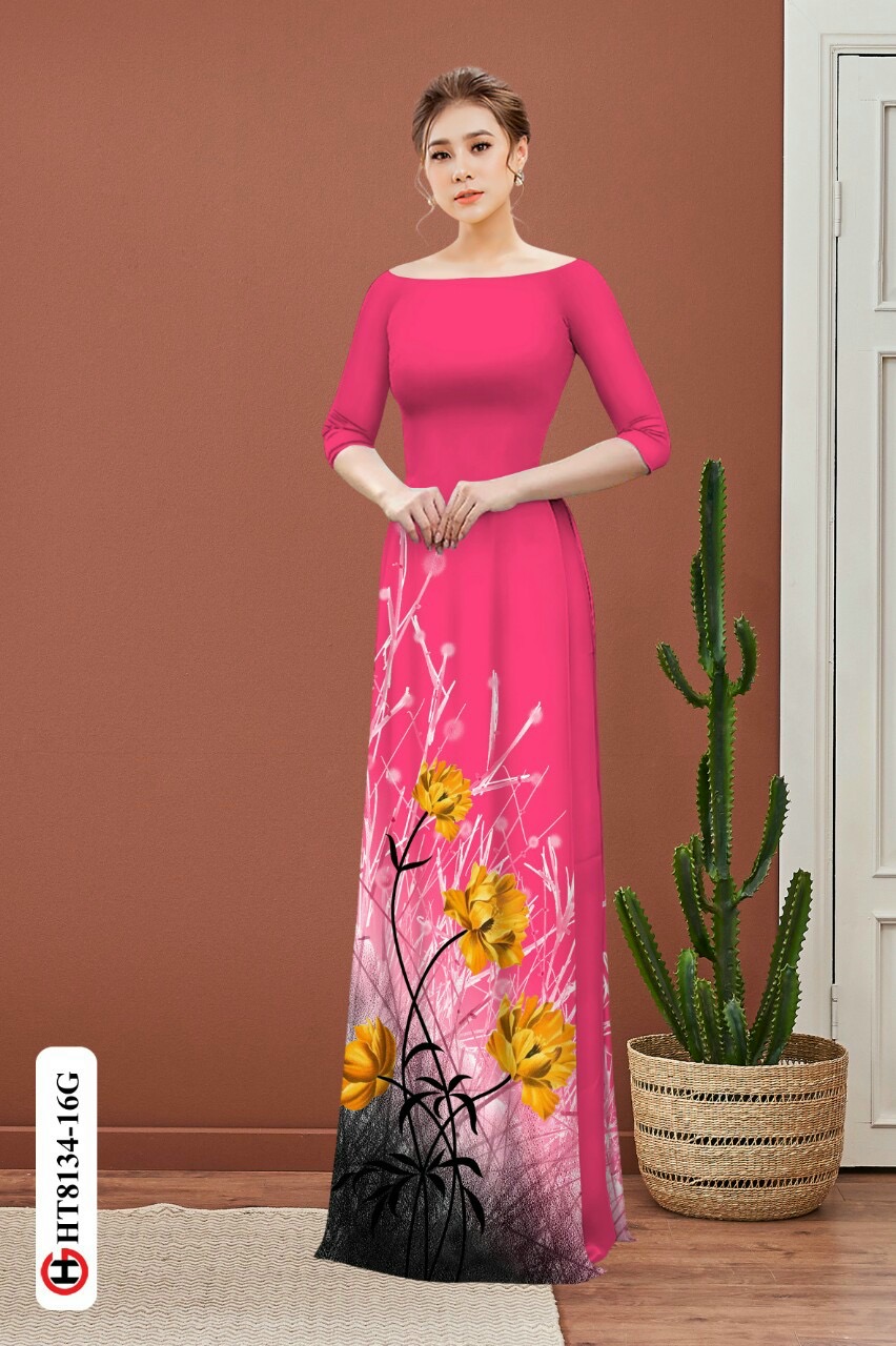 Vải áo dài hoa 3d HT8134 - Ảnh 4