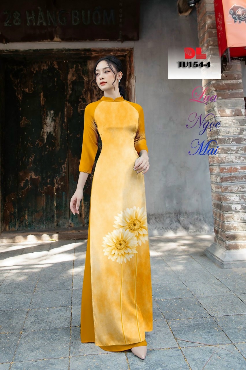 Vải áo dài hoa cúc dltu-154 - Ảnh 6