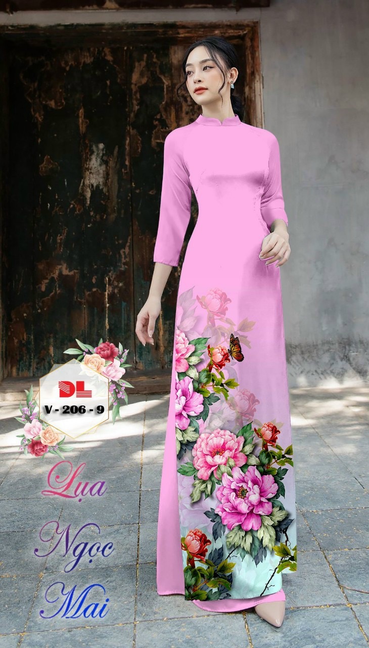 Vải áo dài hoa 3d dlv-206 - Ảnh 6