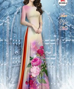 Vải áo dài hoa 3d dlmv-3085