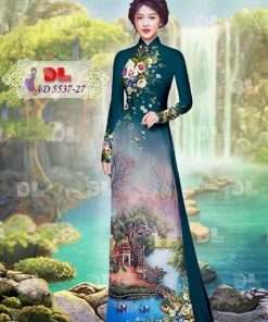 Vải áo dài phong cảnh dl-5537