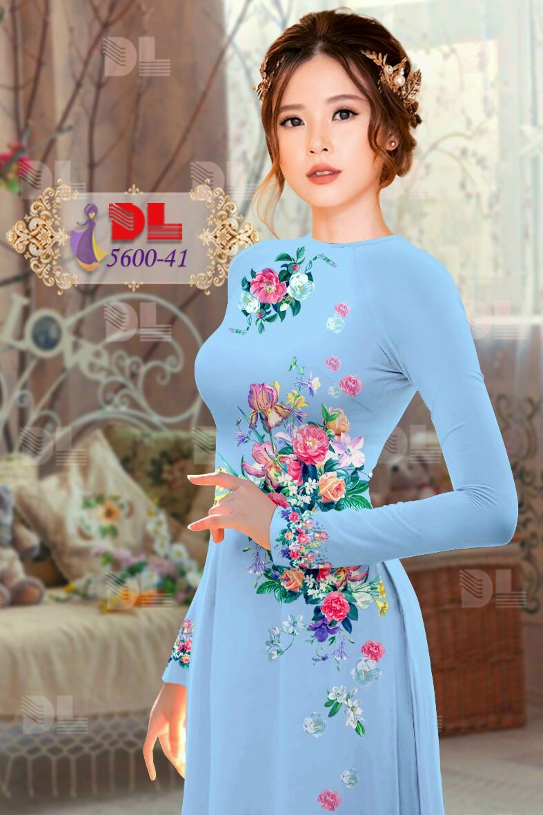 Vải áo dài hoa ngay eo dl-5600 - Ảnh 8