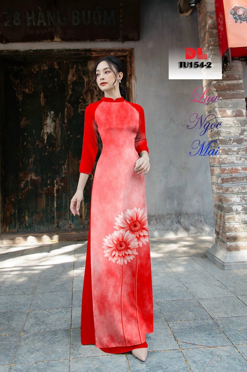 Vải áo dài hoa cúc dltu-154 - Ảnh 2