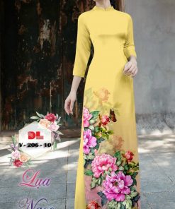 Vải áo dài hoa 3d dlv-206