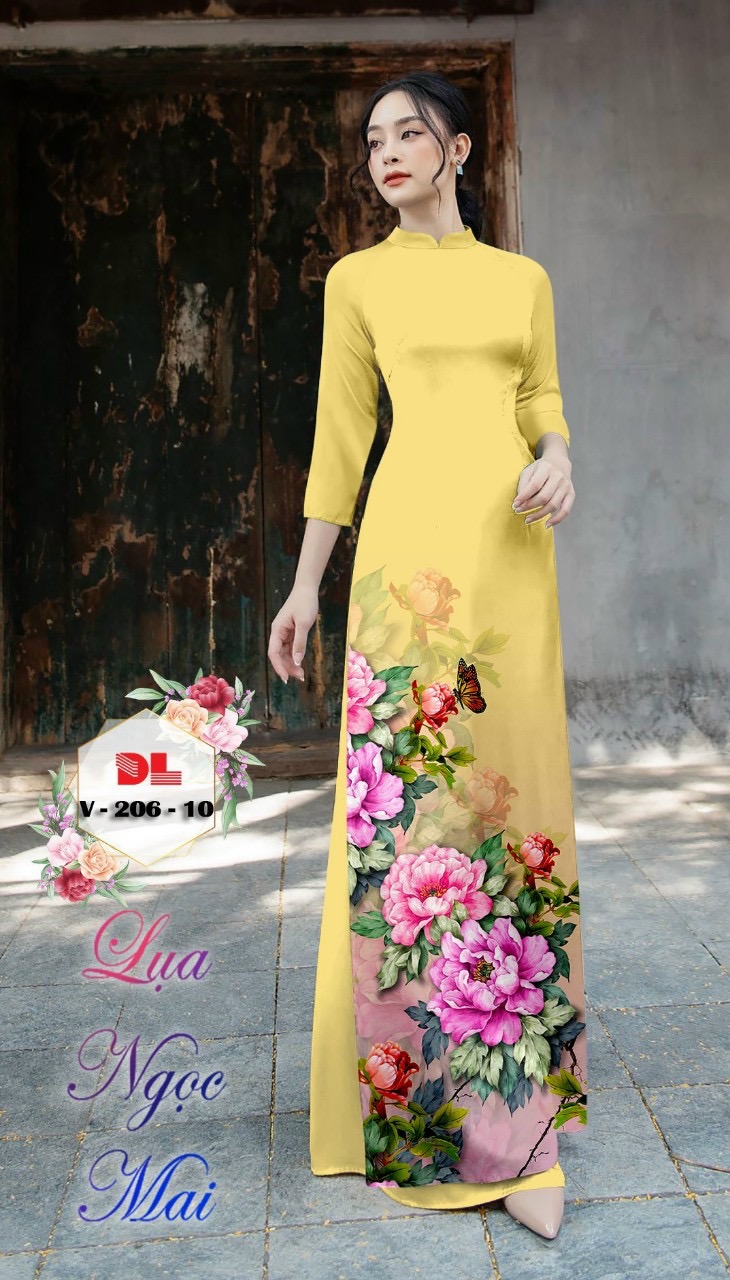 Vải áo dài hoa 3d dlv-206
