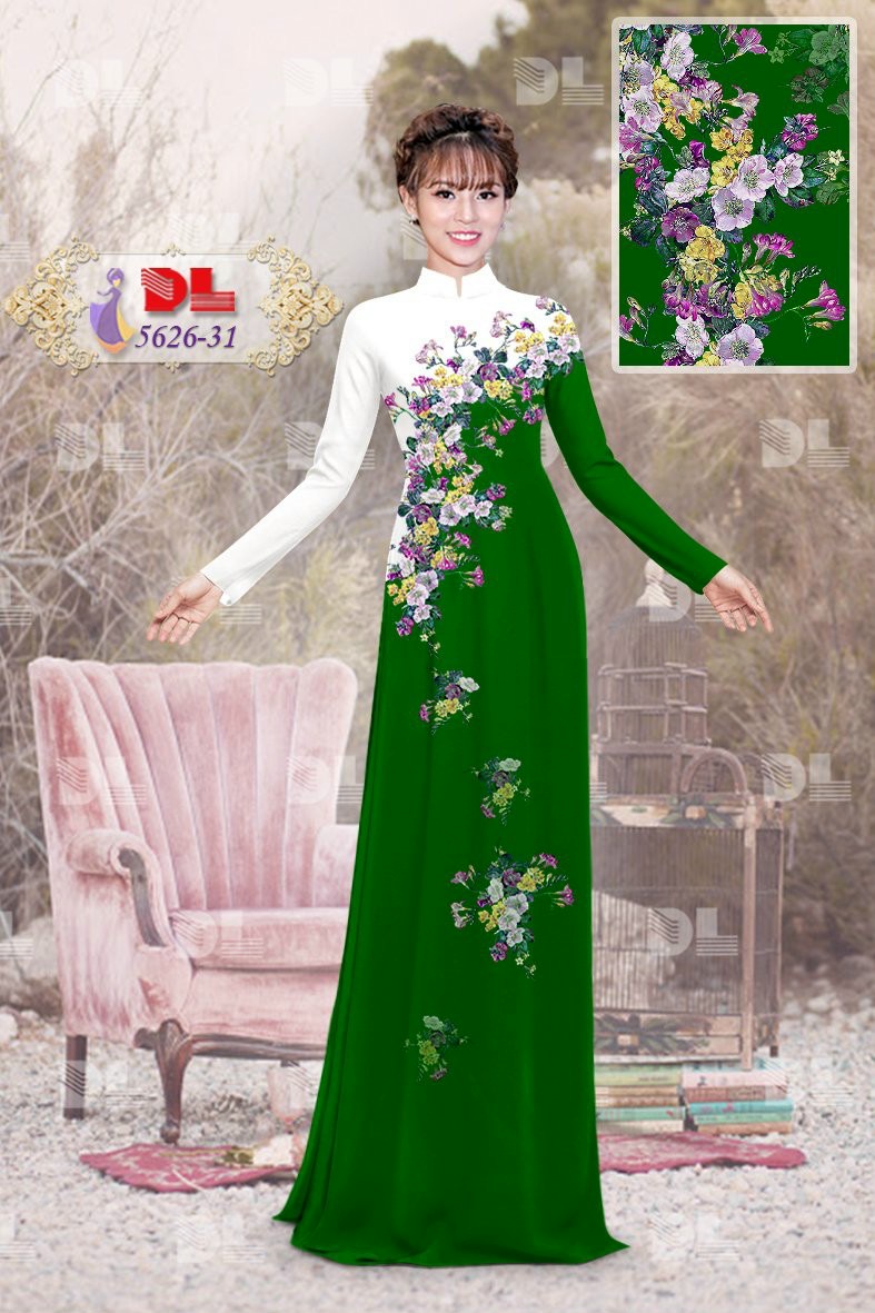Vải áo dài hoa 3d dl-5626 - Ảnh 7