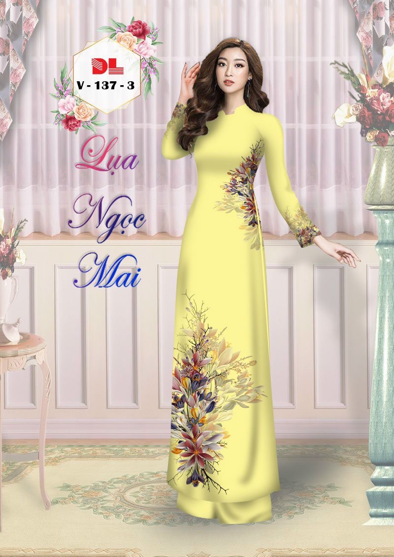 Vải áo dài hoa ngay eo Dlv-137 - Ảnh 4