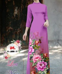 Alternative view of Vải áo dài hoa 3d dlv-206
