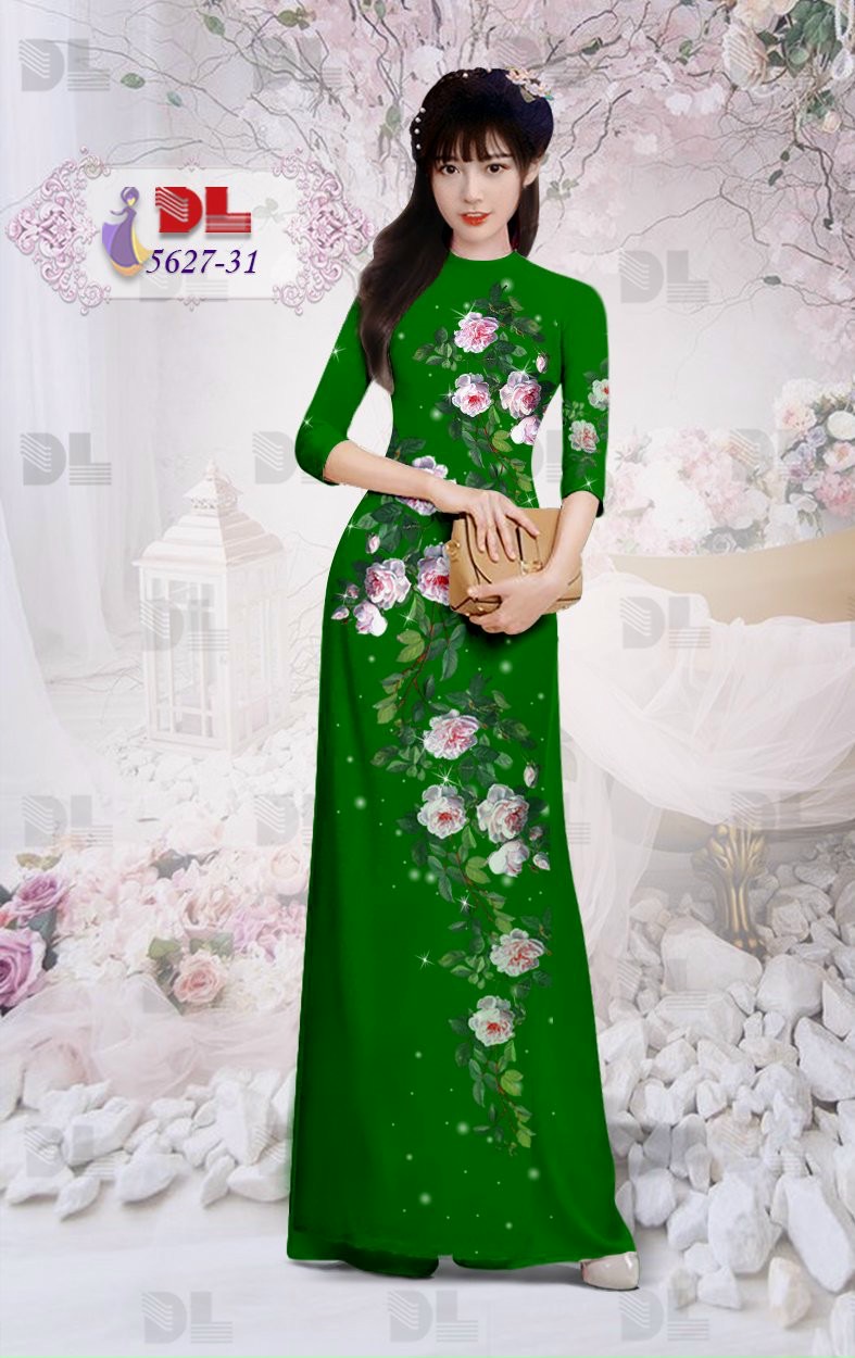 Vải áo dài hoa hồng Dl-5627 - Ảnh 5