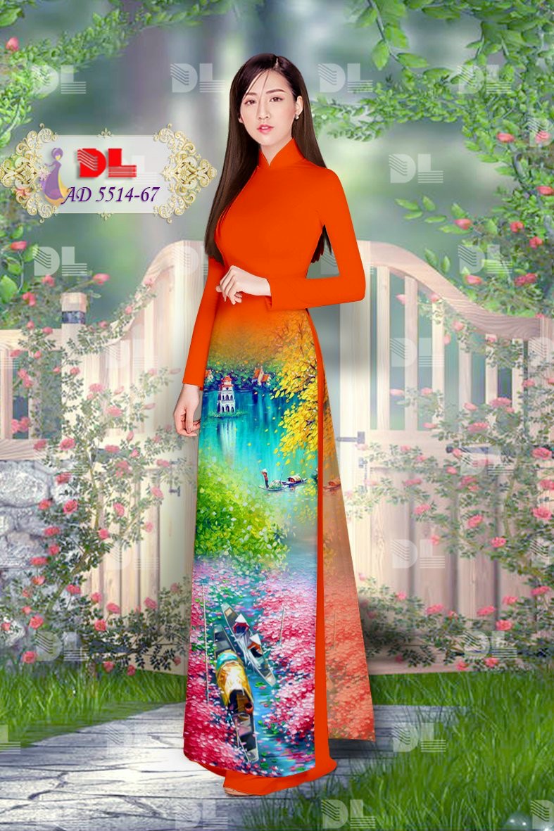 Vải áo dài phong cảnh Dlad-5514 - Ảnh 2