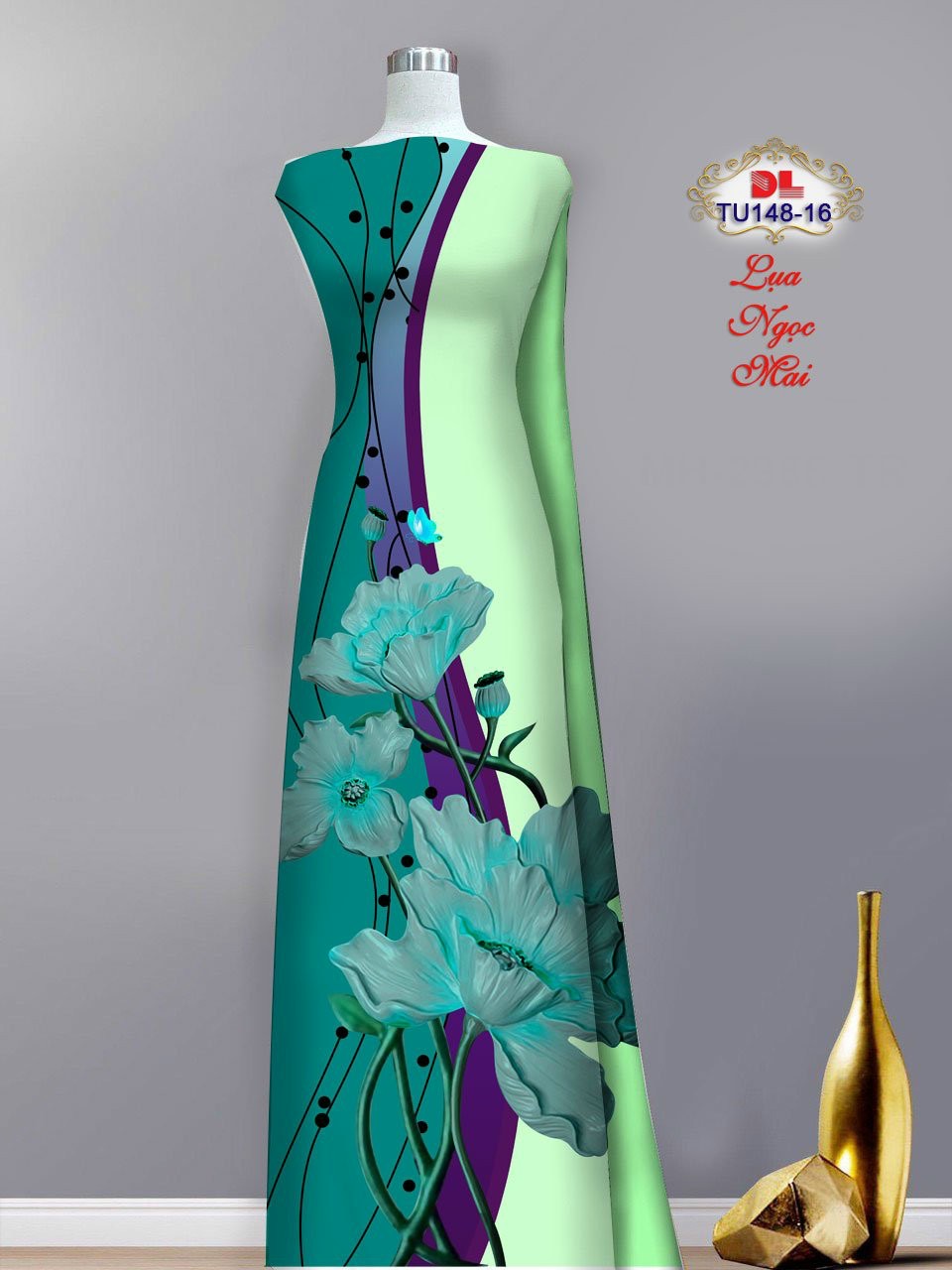 Vải áo dài phong cảnh dltu-148 - Ảnh 7