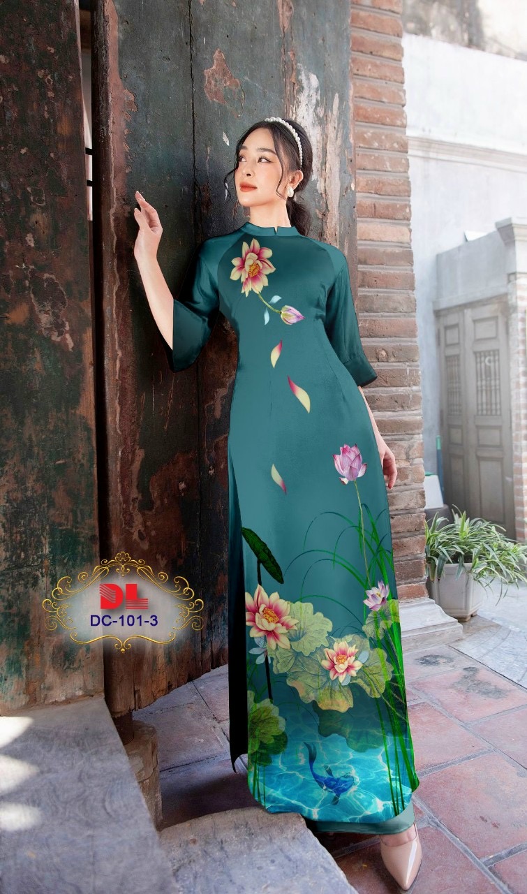 Vải áo dài hoa sen dldc-101 - Ảnh 4