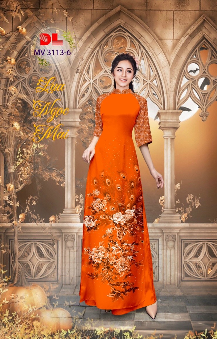 Vải áo dài chim công cò Dlmv-3113 - Ảnh 4