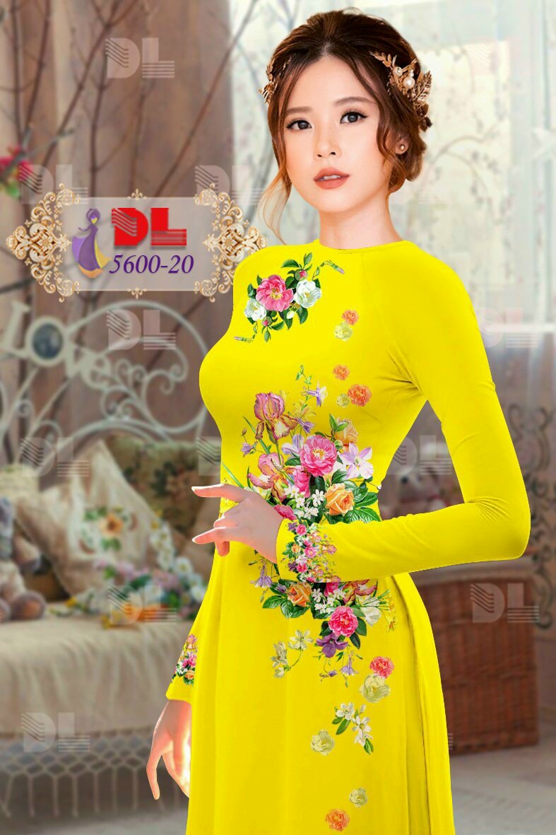 Vải áo dài hoa ngay eo dl-5600 - Ảnh 6