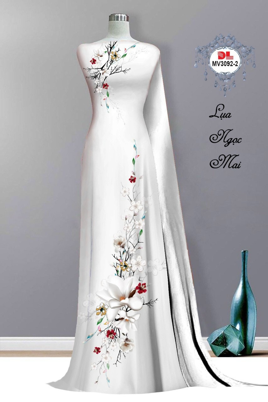 Vải áo dài hoa trên dưới dlmv-3092 - Ảnh 6