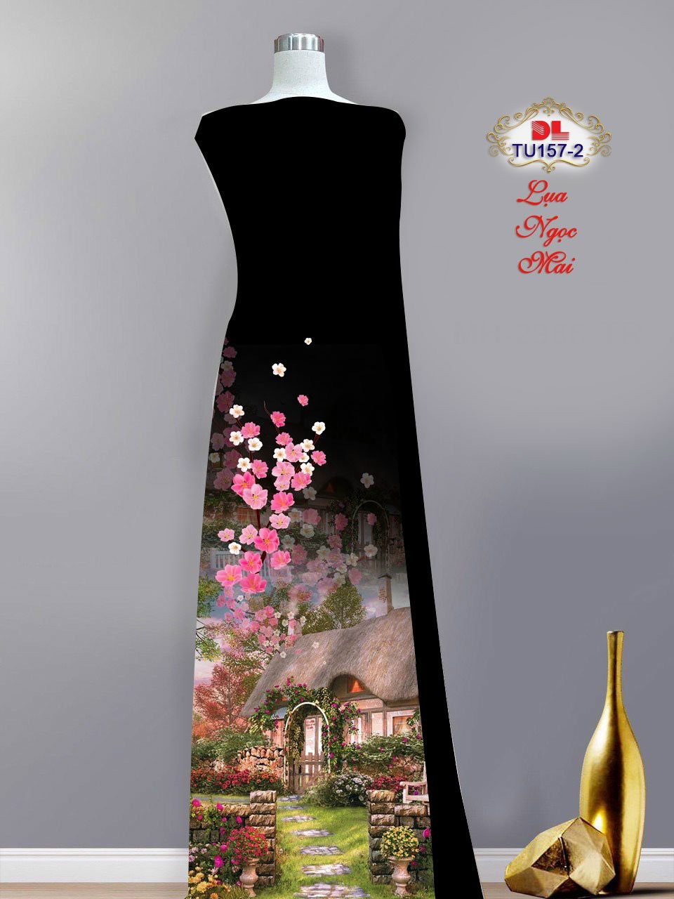Vải áo dài phong cảnh dltu-157 - Ảnh 14