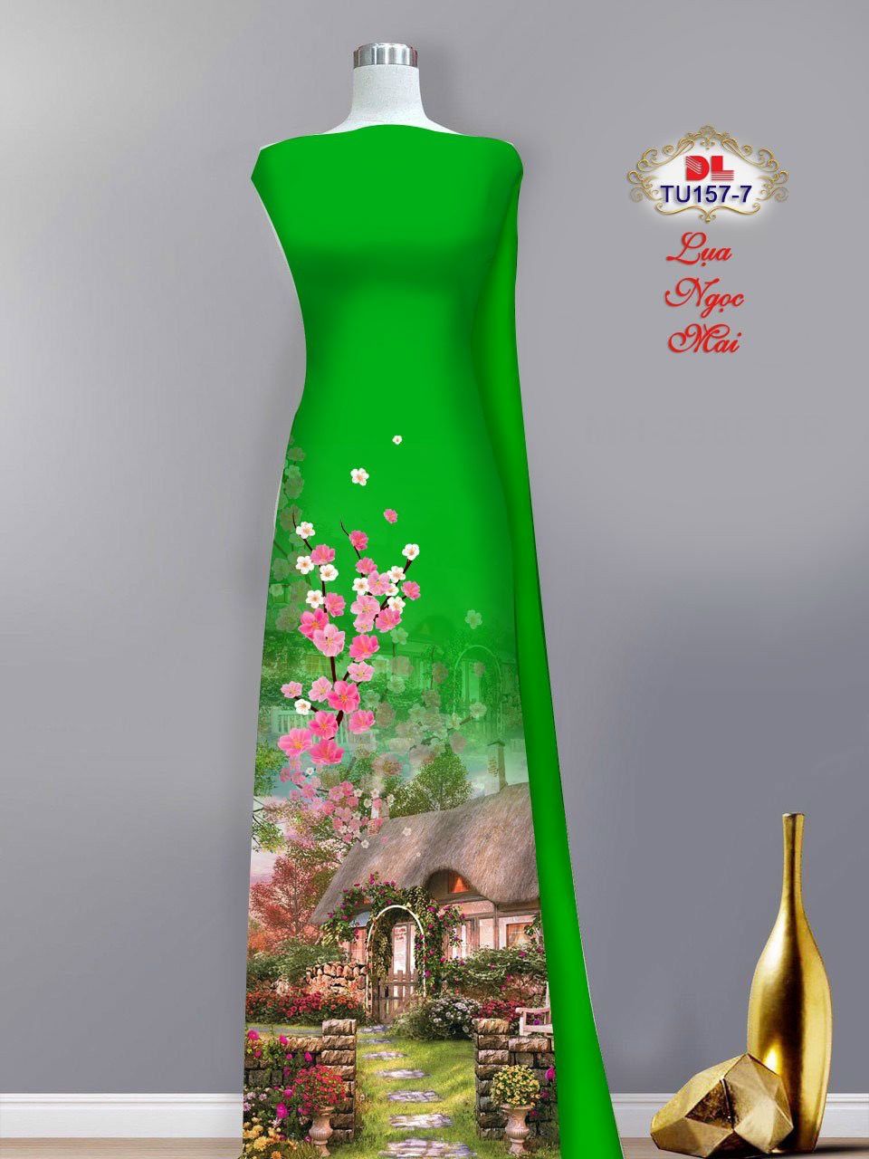 Vải áo dài phong cảnh dltu-157 - Ảnh 12