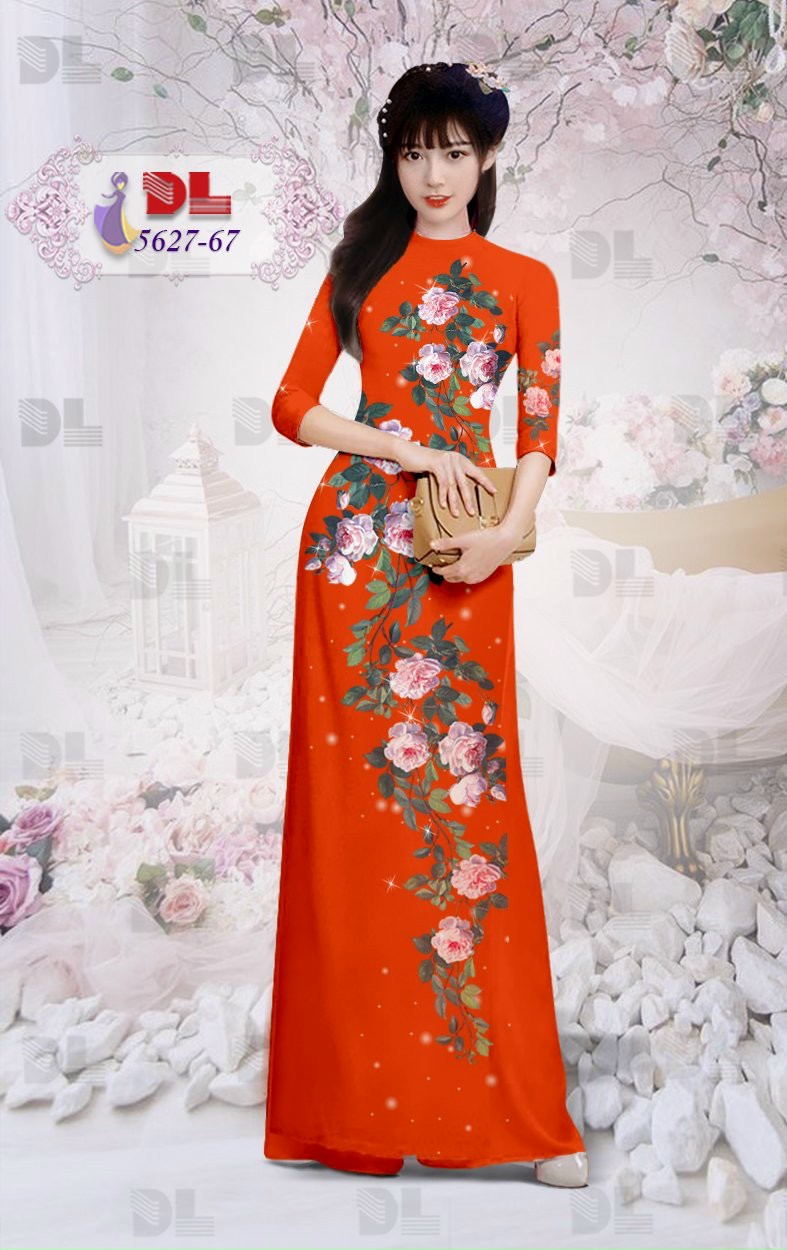 Vải áo dài hoa hồng Dl-5627 - Ảnh 16