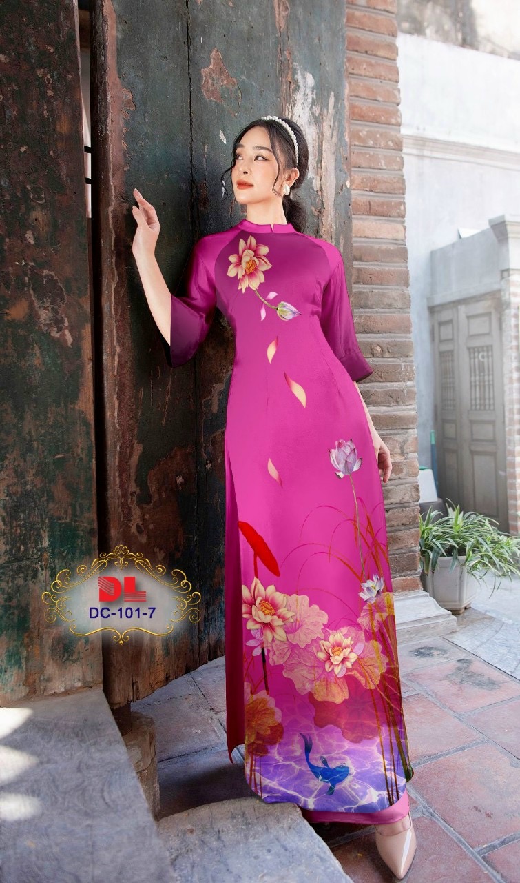 Vải áo dài hoa sen dldc-101 - Ảnh 10