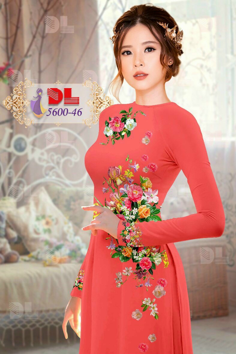Vải áo dài hoa ngay eo dl-5600