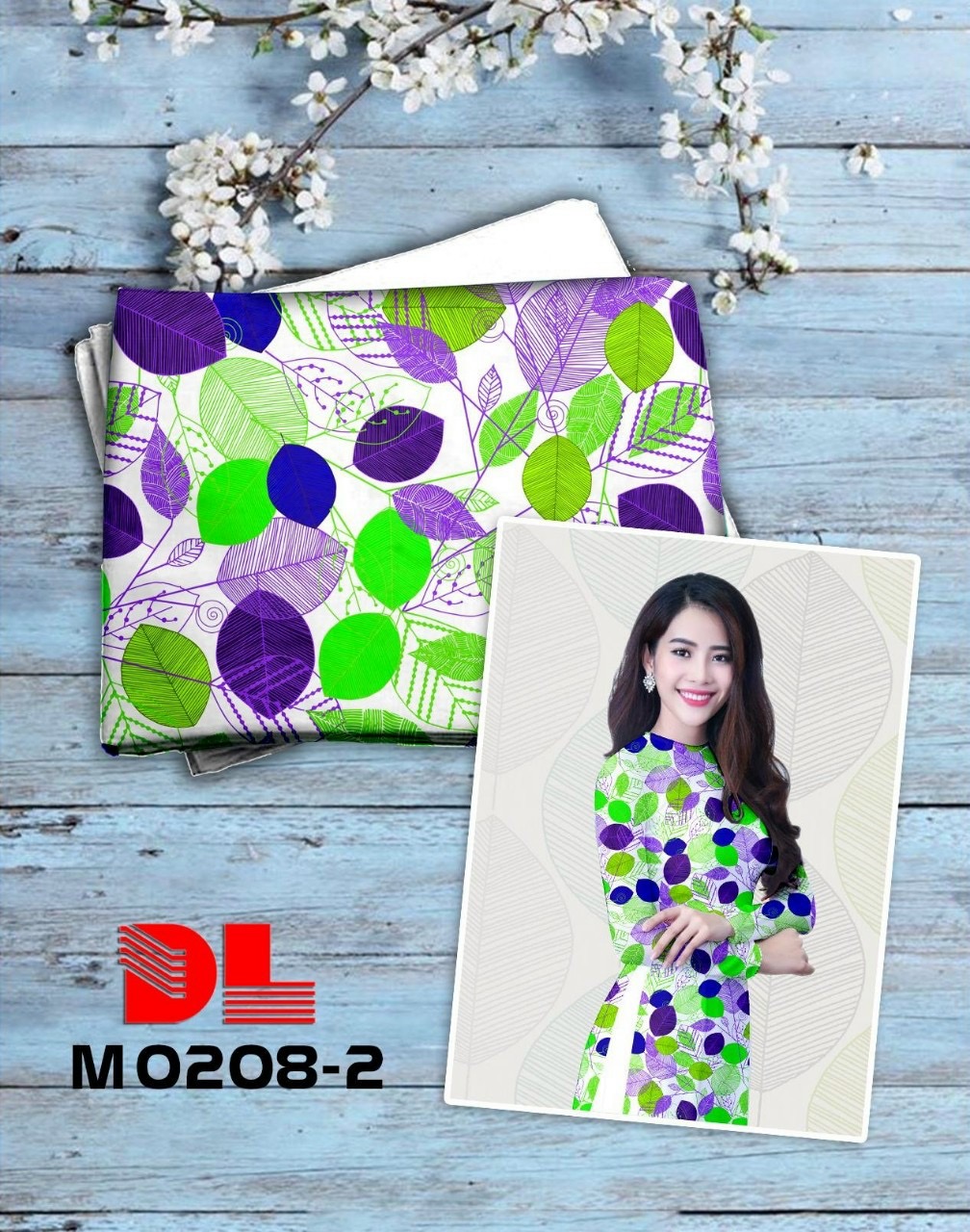 Vải áo dài chiếc lá dlm-0208 - Ảnh 3