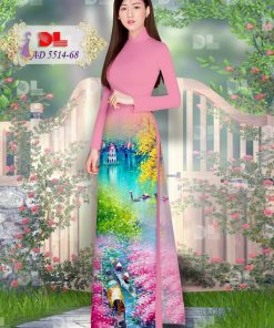 Vải áo dài phong cảnh Dlad-5514
