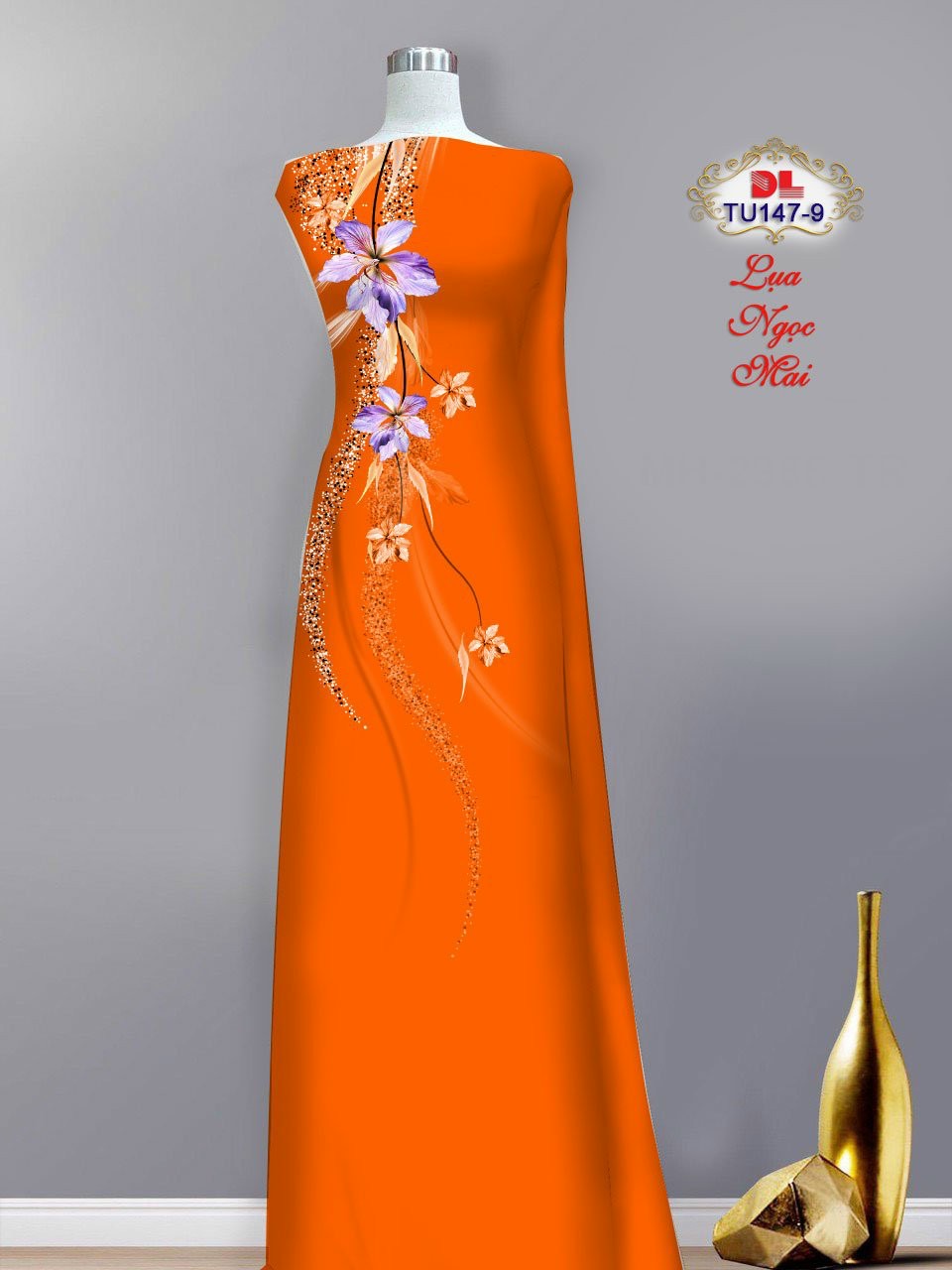 Vải áo dài hoa 3d dltu-147 - Ảnh 14