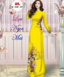 Vải áo dài hoa ngay eo Dlv-137