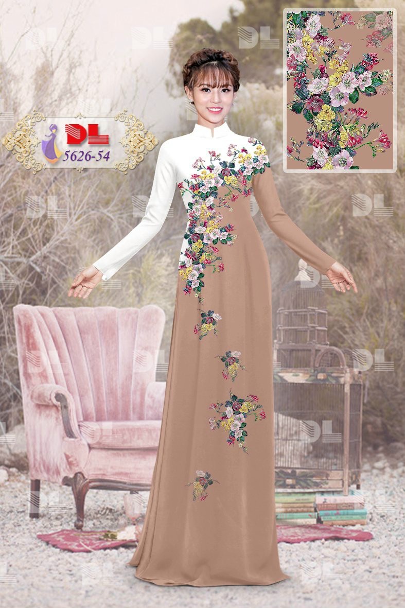 Vải áo dài hoa 3d dl-5626 - Ảnh 4