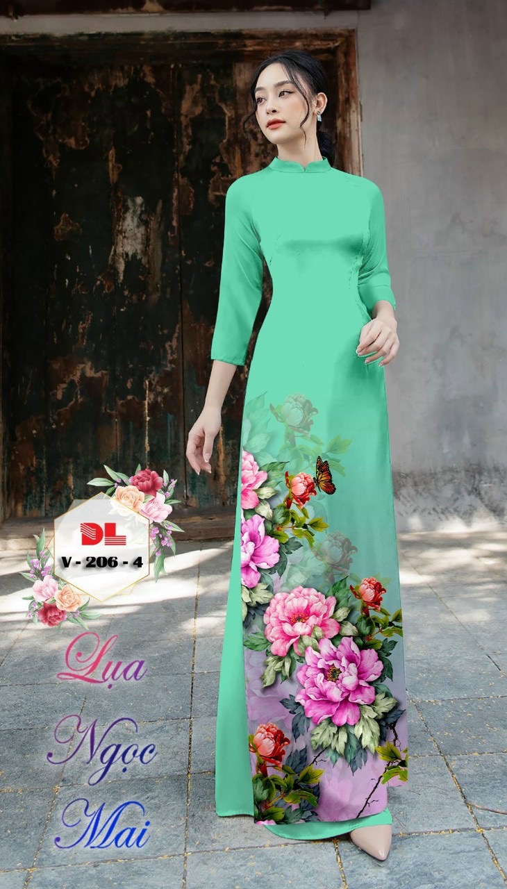 Vải áo dài hoa 3d dlv-206 - Ảnh 4