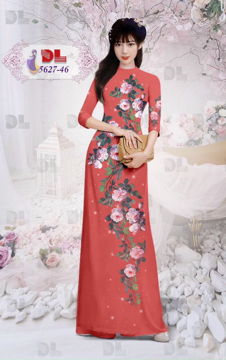 Vải áo dài hoa hồng Dl-5627 - Ảnh 7