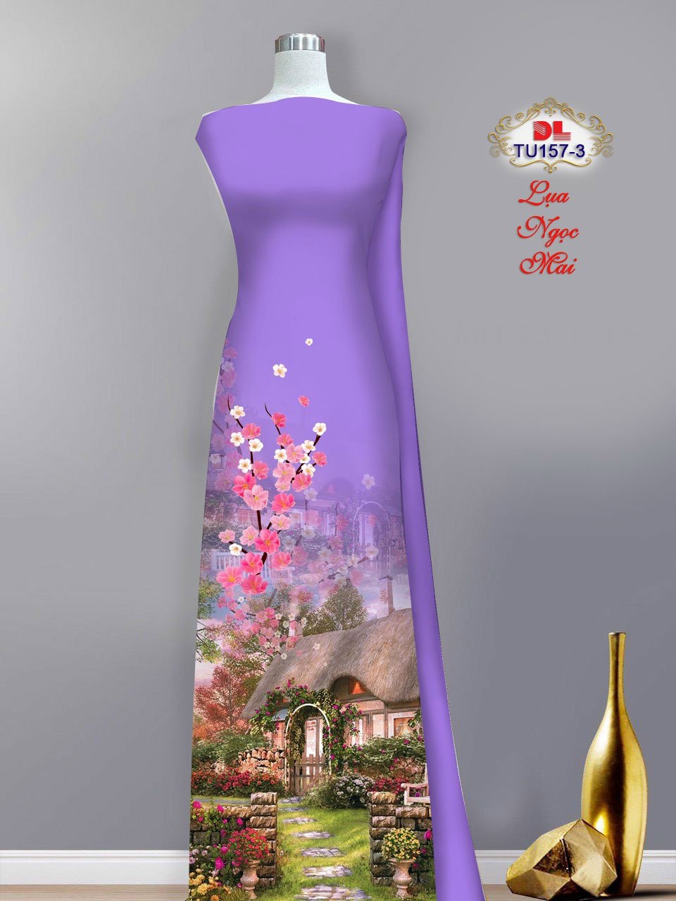 Vải áo dài phong cảnh dltu-157 - Ảnh 6